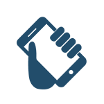 Icon of hand holding smartphone.
